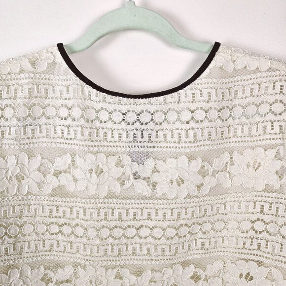 Talbots Womens Size Large Cream Lace Boho Blouse Lined Elegant Classy, Chic - Picture 5 of 12